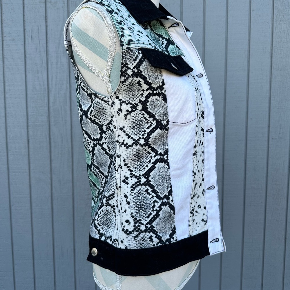 Sandro White Reptile Denim Vest - Picture 10 of 11